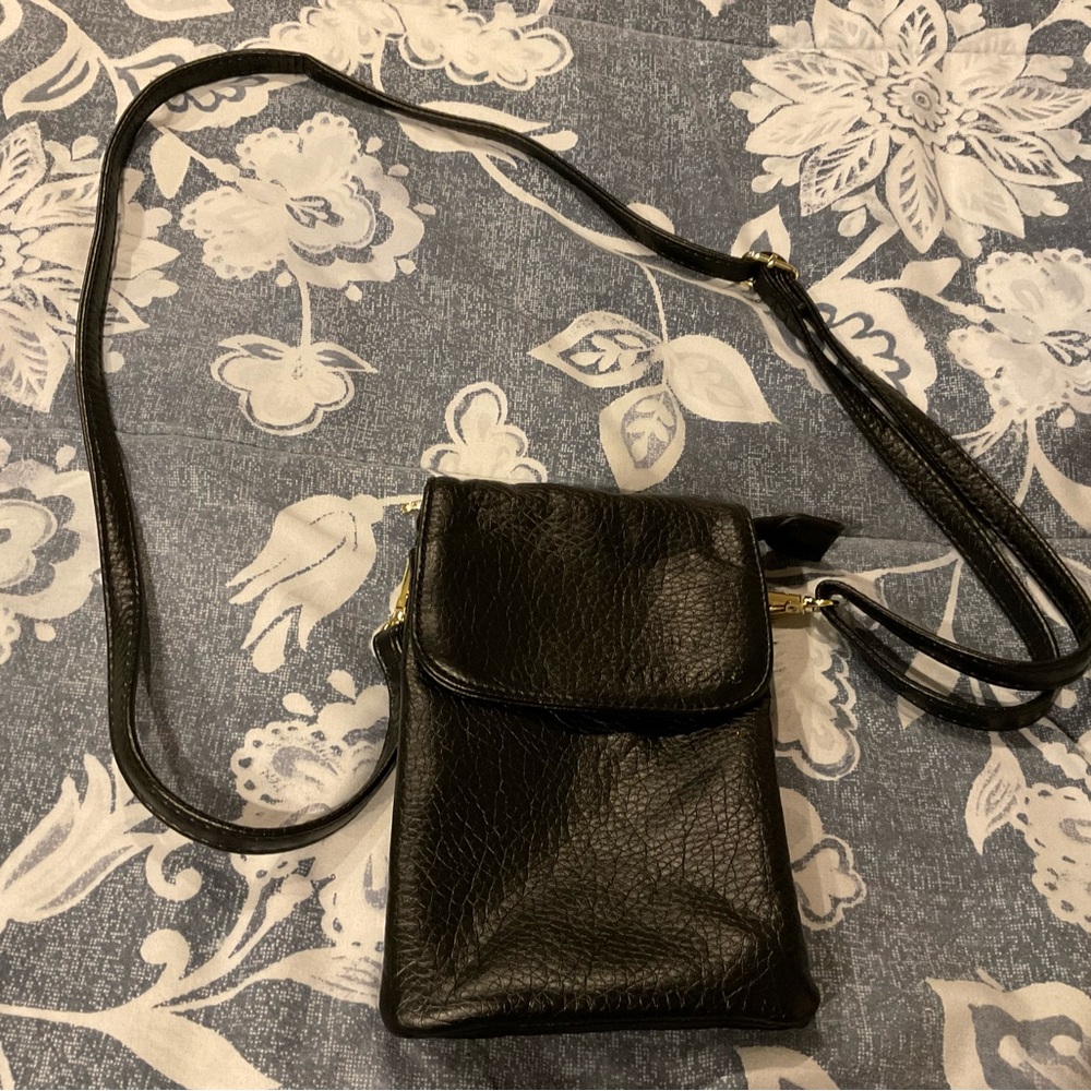 Minicat Small Faux Leather Crossbody Bag, Black
